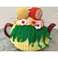 Gehäkelte Teewärmer Gelb Gehäkelte Blume Grün Küchenaccessoire Gehäkelt High Tee Accessoire von OlenasDesign