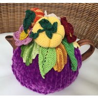 Gehäkelte Teewärmer Lila Gehäkelte Kürbis Ernte Herbst Küchenaccessoire Gehäkeltes Accessoire Tee von OlenasDesign