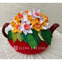 Gehäkelte Teewärmer Narzisse Grün Gehäkelt Tee Accessoire von OlenasDesign