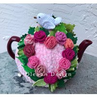 Gehäkelte Teewärmer Rosa Teebezug Rosen Herzchen Herz Blume Küchenaccessoire Dekor Valentinstag Brautparty Hochzeitsgeschenk von OlenasDesign