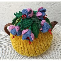 Gehäkelter Teewärmer Gelb Gehäkelt Blumen Grün Küchenaccessoire Gehäkelter Teewärmer Gelb Gehäkelt Blumen Grün Küchenaccessoire von OlenasDesign