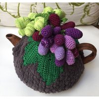 Gehäkelter Teewärmer Grau Traube Grün Lila Küche Gehäkelt High Tea Accessoire von OlenasDesign