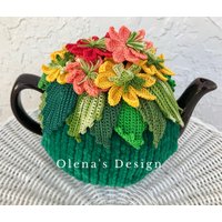 Gehäkelter Teewärmer Grüner Frühling Rosa Gelbe Blume Grün Gehäkelt Muttertag Geschenk Geburtstag von OlenasDesign