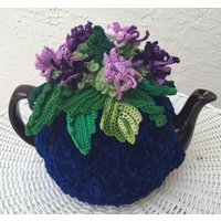 Gehäkelter Teewärmer Mit Blumenmuster Blau, Gehäkelt, Für Teewärmer von OlenasDesign