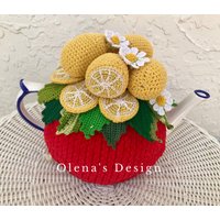 Gehäkelter Teewärmer Mit Zitrone Und Blumen Muster von OlenasDesign