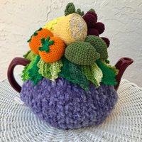 Gehäkelter Teewärmer Violett Ananas Mit Zitrone Gehäkelt Obstschale von OlenasDesign
