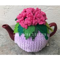 Gehäkelter Teewärmer Violett Gehäkelte Blume Grün Gehäkeltes Zubehör von OlenasDesign