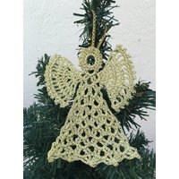 Häkelengel Gold Ornament Gehäkelte Miniatur Engel Weihnachtsengel Weihnachtsdekoration Urlaub Accessoire Decor von OlenasDesign