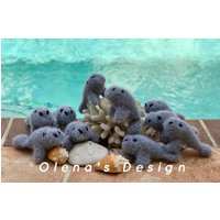 Scrubby Sparkle Häkeln Manatee Spültuch Schwamm Grau Seekuh Küsten Nautik Unterwasser Dekor Spielzeug Küche Accessoire Marine von OlenasDesign