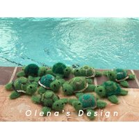 Scrubby Sparkle Sea Green Schildkröte Geschirrtuch Schwamm Gehäkelte Ornament Nautik Unterwasser Ozean Deko Küche Accessoire Marine Dekor von OlenasDesign