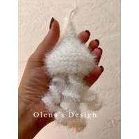 Scrubby Sparkle Weiß Qualle Geschirrtuch Schwamm Häkeln Ornament Ernte Halloween Thanksgiving Dekor Küchenaccessoire Nautisch von OlenasDesign