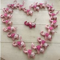Set Von 5 Valentinstag Babyparty Filz Baby Ornament Rosa Elefant Mädchen Gender Reveal Dekoration Es Ist Ein Mädchen-Babypartygeschenk von OlenasDesign
