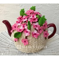 Teewärmer Gehäkelt Sakura Blüte Grün von OlenasDesign
