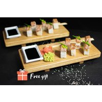 Flache Sushi-Tabletts Set Von Zwei Stück, Hardwood Eiche Sushi-Teller von OlewoodLV
