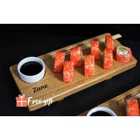 Individuell Gravierter Sushi-Teller Aus Eichenholz, Sushi-Brett Mit Saucenschale von OlewoodLV