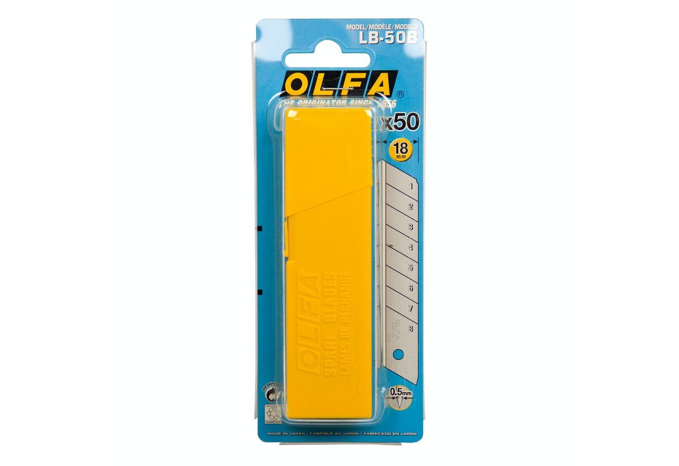 Olfa Messerklinge OLFA LB 50B 18mm 50 Klingen, Kunststoffbox in Blister von Olfa