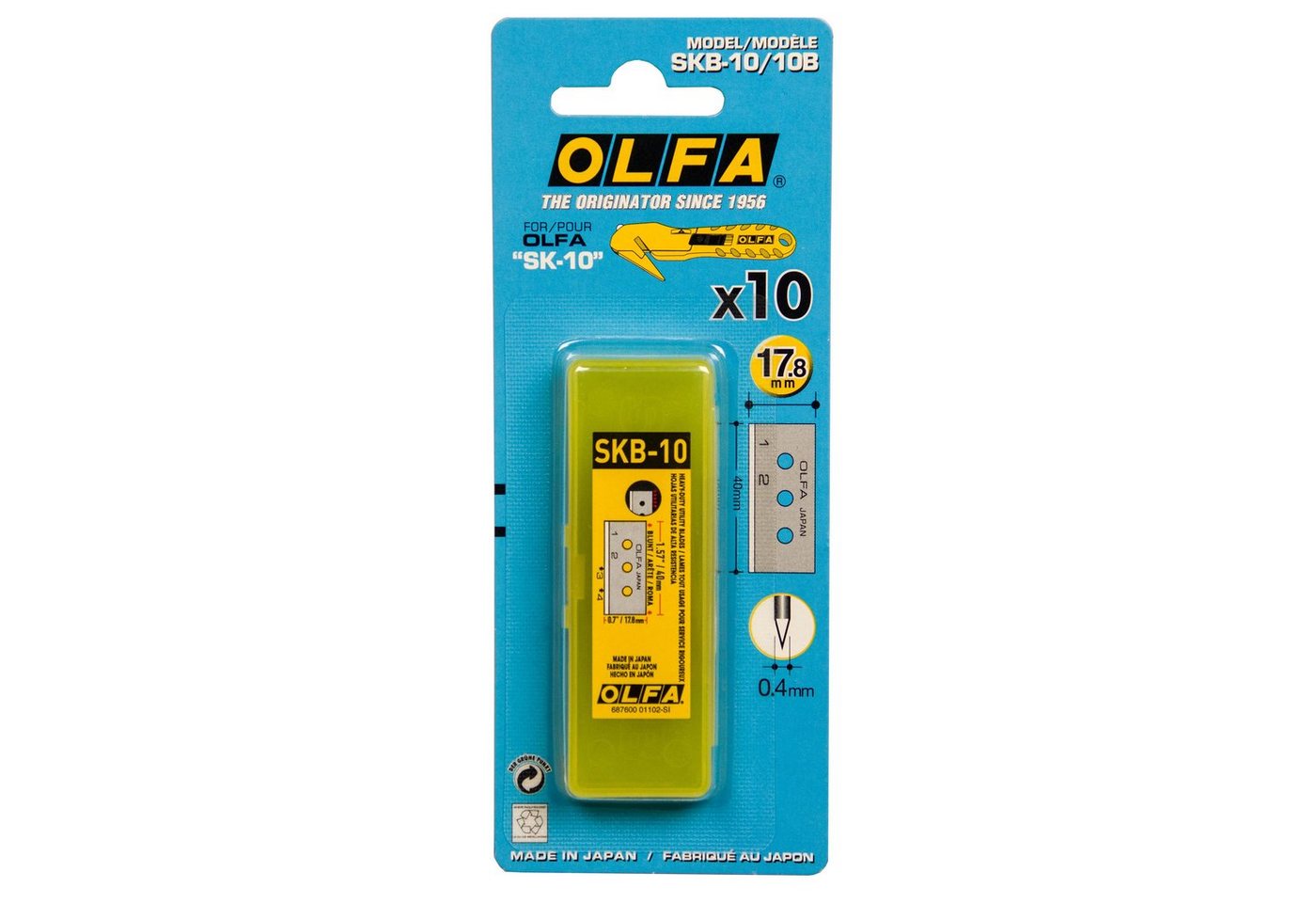 Olfa Werkzeug Olfa 10 Stk Ersatzklingen SKB-10 Messer für Folienschneider SK-10, (1-St) von Olfa