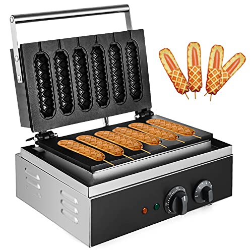 Olibelle Elektrischer Waffelautomat 1500 W, Waffelautomat SC-118, Hot Dog-Waffeln, Backen Sie 6 Waffeln auf einmal, mit Antihaft-Oberfläche, für Bäckereien/Restaurants/Kantinen von Olibelle