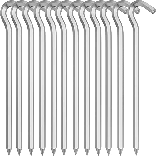 12 Stück Zeltheringe, 18cm / 7" Metall Aluminium Vorzelt Heringe Camping Erdnägel Häringe Zelt Bodenanker für Böden Silber von Olicky