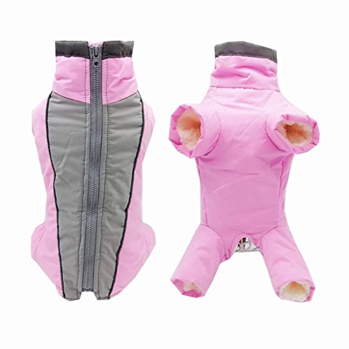 Oligeixx Jungen/Mädchen Hund Overalls Winter Warme wasserdichte Hunde Daunenjacke Reflektierender Overall für kleine Hunde Haustierkleidung Schneeanzug mit Reißverschluss von Oligeixx