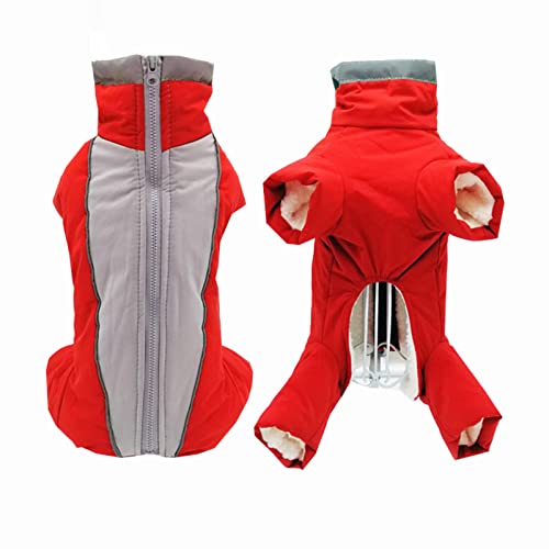 Oligeixx Jungen/Mädchen Hund Overalls Winter Warme wasserdichte Hunde Daunenjacke Reflektierender Overall für kleine Hunde Haustierkleidung Schneeanzug mit Reißverschluss von Oligeixx