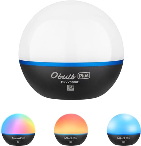 OLIGHT Obulb Plus led Smart Nachtlicht mit APP Bluetooth Steuerung, Touch Fernbedienungstufenlos helle Nachttischlampe funktioniert mit App-Store und G-APP, Aufladbare Stilllicht mitCountdown(Schwarz) von OLIGHT
