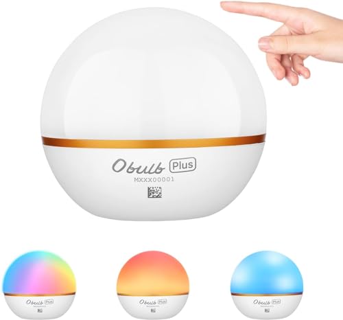 OLIGHT Obulb Plus led Smart Nachtlicht mit APP Bluetooth Steuerung, Touch Fernbedienungstufenlos helle Nachttischlampe funktioniert mit App-Store und G-APP, Aufladbare Stilllicht mit Countdown(weiß) von OLIGHT