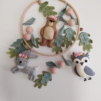 Mobile Baby Mädchen Wald Mobile/Kinderzimmer Geschenk Für Werdende Mutter, Hängende Mobile, Baby-Dusche-Geschenk von OliinykAnnaStore