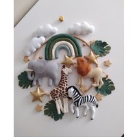 Safari Filz Mobile Afrika Tiere & Regenbogen, Gender Neutral Safari Filz Mobile Afrika Tiere & Regenbogen, Gender Neutral von OliinykAnnaStore