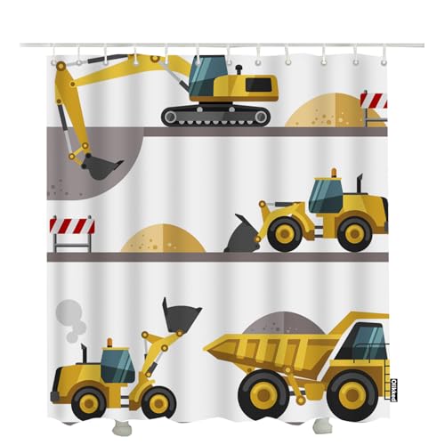 Olikked Duschvorhang für Jungen, Baufahrzeuge, gelb, Bagger, Traktor, Maschinen, LKW, Badezimmer, Vorhänge, wasserdichter Stoff, 183 x 183 cm Olikked Duschvorhang für Jungen, Baufahrzeuge, gelb, Bagger, Traktor, Maschinen, LKW, Badezimmer, Vorhänge, wasserdichter Stoff, 183 x 183 cm von Olikked
