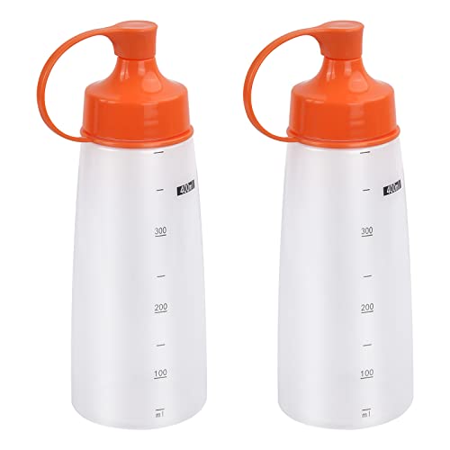 2 Stück 400ML Squeeze Flasche Kunststoff Quetschflasche Transparent Squeeze Condiment Flaschen Plastik Sauce Flaschen Spender mit Schraubdeckel für Malen Backen Ketchup Scharfe Soße Olivenöl Pigment von Olinner
