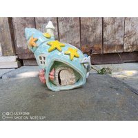 Keramik Keramikfiguren Dekoration Handgemacht Gartenfigur Tonfiguren Windlicht Feenhaus von OlisTonkreationen