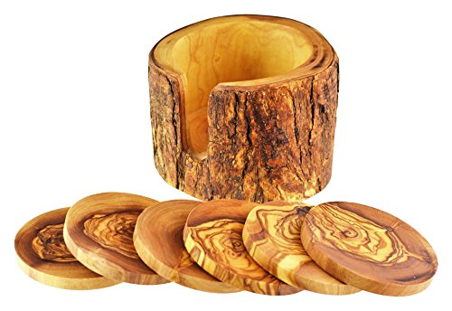 Olivenholz Rustikale Untersetzer, 6 Stück, Korn/Natur von Olive Wood