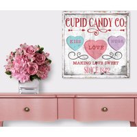 Amor Candy Co, Valentinstag Dekor, Geschenke, Bauernhaus Tiered Tray Leinwand Zeichen, Vintage Inspiriert von OliveBranchFarmhouse