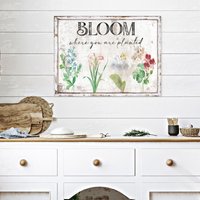 Blühe, Wo Du Gepflanzt Bist, Vintage Dekor, Große Leinwand Wandkunst, Cottage Blumen Inspirationsgeschenk von OliveBranchFarmhouse