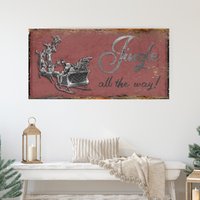 Jingle All The Way Schild, Modernes Bauernhaus Dekor, Große Leinwand Wandkunst, Weihnachtsschild, Vintage Weihnachtsdekor, Urlaub Schilder von OliveBranchFarmhouse