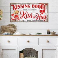 Kissing Booth Zeichen, Valentinstag Dekor, Große Leinwand Wandkunst, Vintage Fältchen Up von OliveBranchFarmhouse