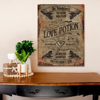 Love Potion, Valentinstag Zeichen, Vintage Valentines Dekor, Alte Zeit Große Leinwand Wand Kunst, Einzigartige Schilder, Übergroße Kunst von OliveBranchFarmhouse