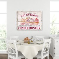 Süße Valentinstag Konfekt, Zeichen, Vintage Dekor, Große Leinwand Wandkunst, Schilder, Übergroße Wandkunst von OliveBranchFarmhouse