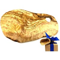 Olivenholz-erleben Frühstücksbrett "Vesperbrett Olivenholz 30-34 cm mit Loch für Ei", (Set, 2 St., 1x Vesperbrett, plus Überraschung), inklusive Eierhalter im Brett von Olivenholz-Erleben