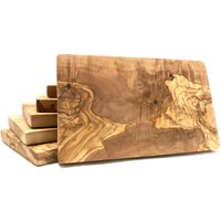 Olivenholz-erleben Frühstücksbrett "eckig aus hochwertigem naturbelassenem Olivenholz" Mediterraner Look, einzigartige Maserung, je Gr. 25x15 cm von Olivenholz-Erleben