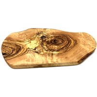 Olivenholz-erleben Frühstücksbrett "rustikal aus hochwertigem naturbelassenem Olivenholz", (1 St.), Mediterraner Look, rustikale Kante, organische Form von Olivenholz-Erleben