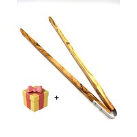 Olivenholz-erleben Grillzange "Grillzange aus Olivenholz 42 cm lang" Grillzange 42 cm – hitzebeständiges Olivenholz von Olivenholz-Erleben