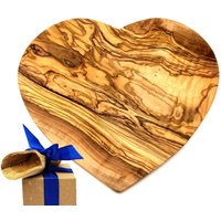 Olivenholz-erleben Käsebrett "Brett in Herz-Form Olivenholz 22 x 20 cm" besondere Herz-Form für dekoratives Servieren von Olivenholz-Erleben