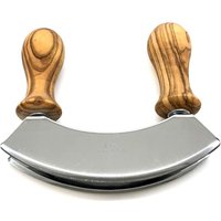 Olivenholz-erleben Wiegemesser "DESIGN mit gedrechselten Griffen aus Olivenholz", (1 tlg.), Doppelklinge aus Edelstahl, gedrechselte Griffe, angenehme Haptik von Olivenholz-Erleben