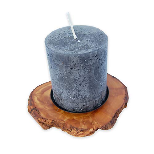Kerzenhalter aus echtem Olivenholz - Kerzenleuchter für Stumpenkerzen mit bis zu 7,5 cm Ø von Olivenholz erleben