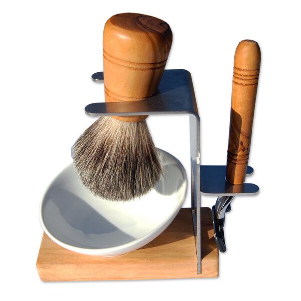Olivenholz erleben 4tlg. Rasierset AMRUM PLUS mit Rasierpinsel vegan & Nassrasierer Olivenholz Olivenholz erleben 4tlg. Rasierset AMRUM PLUS mit Rasierpinsel vegan & Nassrasierer Olivenholz von Olivenholz erleben