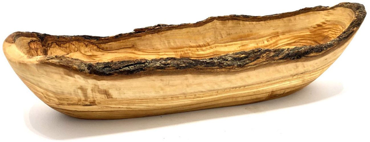 Olivenholz-erleben Brotschale rustikal aus edlem naturbelassenem Olivenholz, Massivholz, (1-tlg), Einzigartige Maserung, naturgewachsene Schale, ideal für Baguette Olivenholz-erleben Brotschale rustikal aus edlem naturbelassenem Olivenholz, Massivholz, (1-tlg), Einzigartige Maserung, naturgewachsene Schale, ideal für Baguette von Olivenholz-erleben