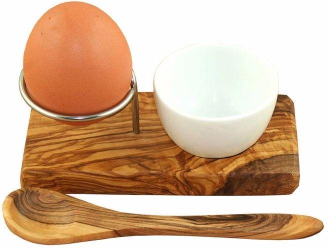Olivenholz-erleben Eierbecher Design Plus, (Set, Eierbecher mit Eierlöffel), Olivenholz, Handarbeit von Olivenholz-erleben