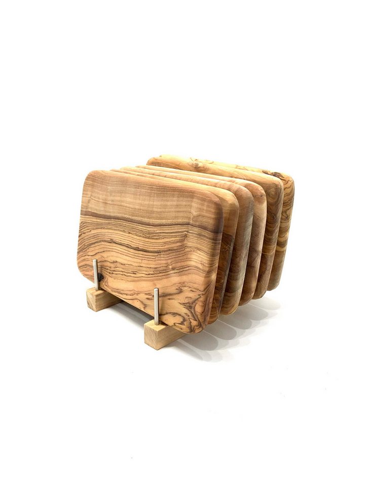 Olivenholz-erleben Frühstücksbrett Halter für bis zu 6 Frühstücksbrettchen Olivenholz, (1-St), Platzsparende Aufbewahrung für bis zu 6 Brettchen an einem Ort von Olivenholz-erleben